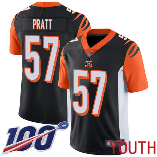 Cincinnati Bengals Limited Black Youth Germaine Pratt Home Jersey NFL Footballl #57 100th Season Vapor Untouchable->youth nfl jersey->Youth Jersey